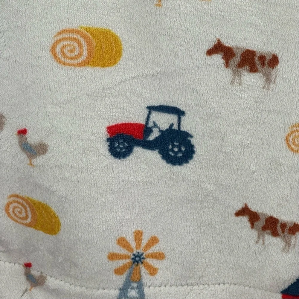 NWT mDesign farm themed Baby Blanket tractor cow hay bale windmill barn chicken
